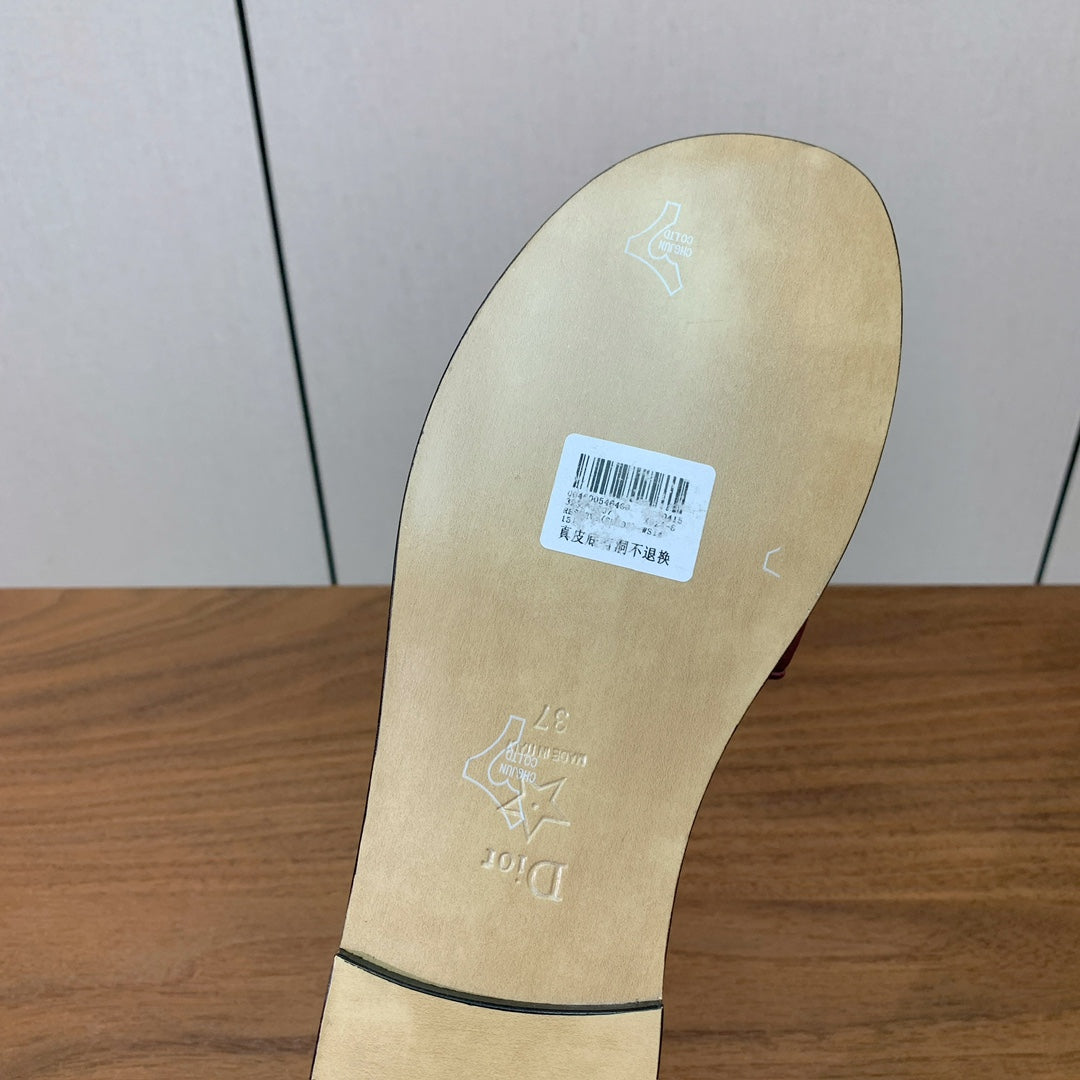 DIOR 25S DWAY SLIDE IN DARK RED CALFSKIN - 34
