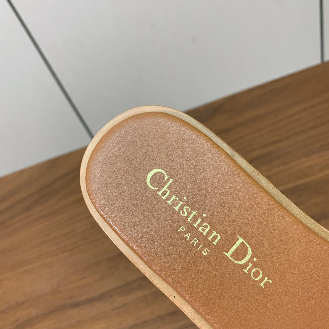 DIOR 25S DWAY SLIDE IN LIGHT BROWN CALFSKIN - 34