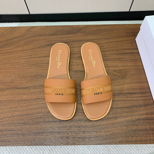DIOR 25S DWAY SLIDE IN LIGHT BROWN CALFSKIN - 34