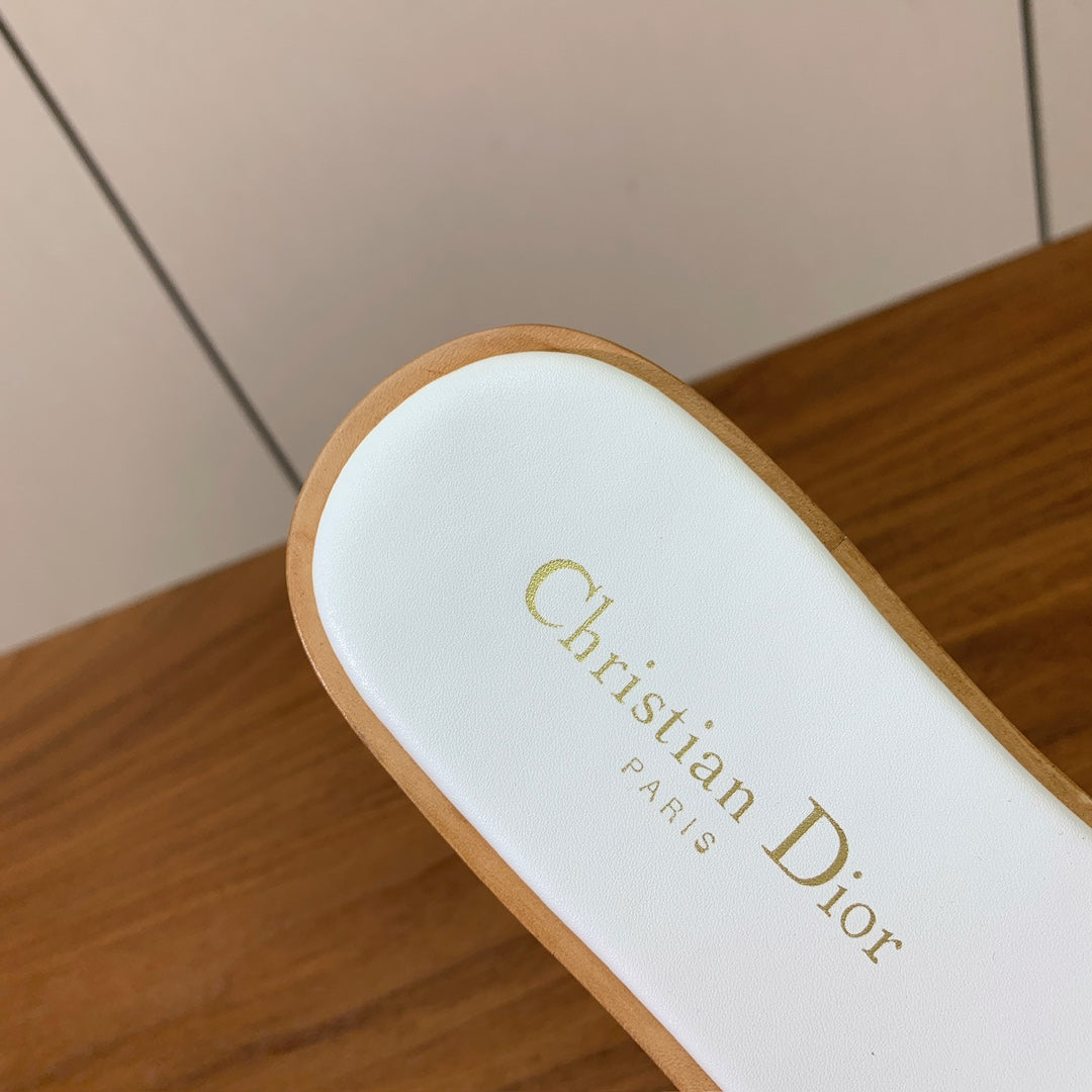 DIOR 25S DWAY SLIDE IN WHITE CALFSKIN - 34
