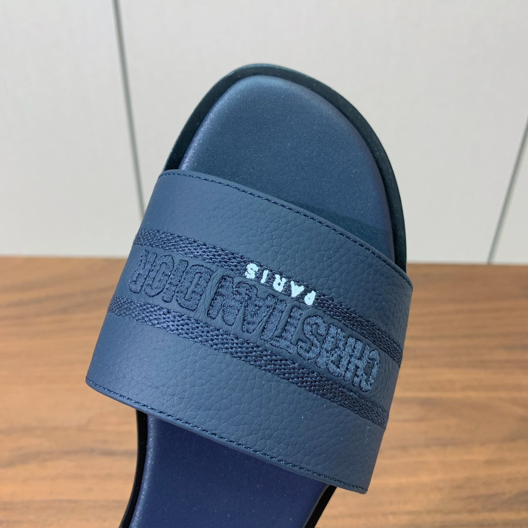 DIOR 25S DWAY SLIDE IN DEEP NAVY BLUE CALFSKIN - 34