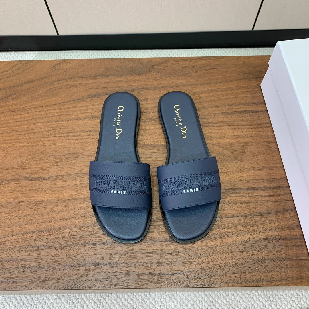 DIOR 25S DWAY SLIDE IN DEEP NAVY BLUE CALFSKIN - 34