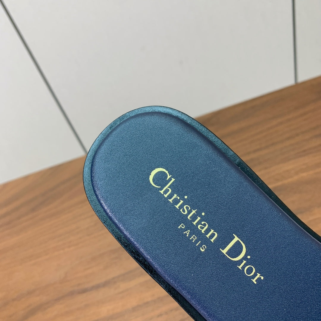 DIOR 25S DWAY SLIDE IN DEEP NAVY BLUE CALFSKIN - 34