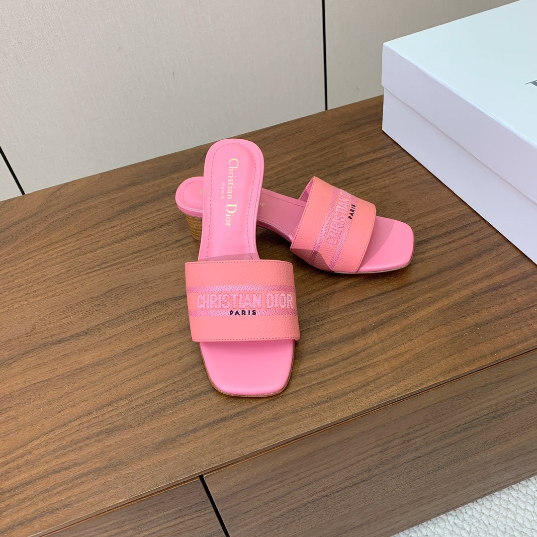 DIOR 25S HIGH-HEEL SANDALS 40 MM IN PINK CALFSKIN - 34