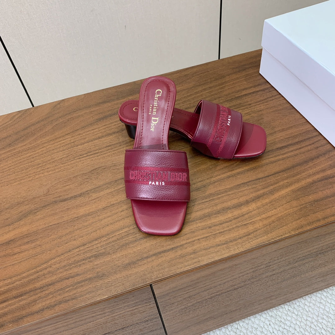 DIOR 25S HIGH-HEEL SANDALS 40 MM IN DARK RED CALFSKIN - 34