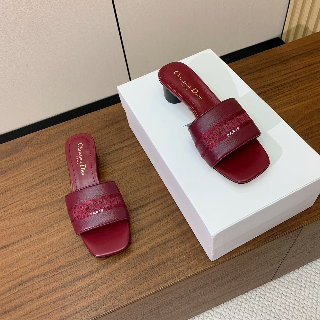 DIOR 25S HIGH-HEEL SANDALS 40 MM IN DARK RED CALFSKIN - 34