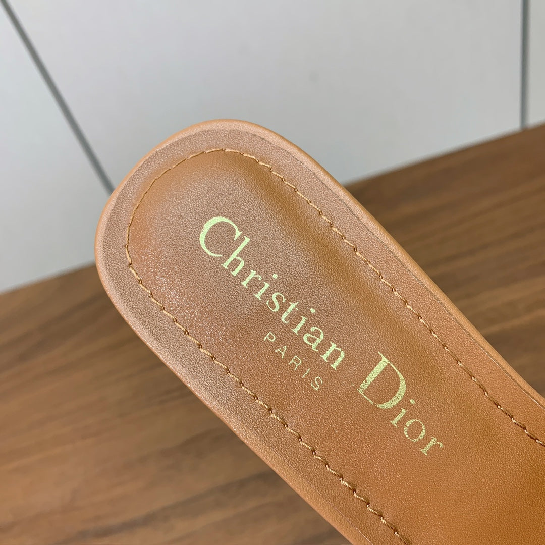 DIOR 25S HIGH-HEEL SANDALS 40 MM IN LIGHT BROWN CALFSKIN - 34