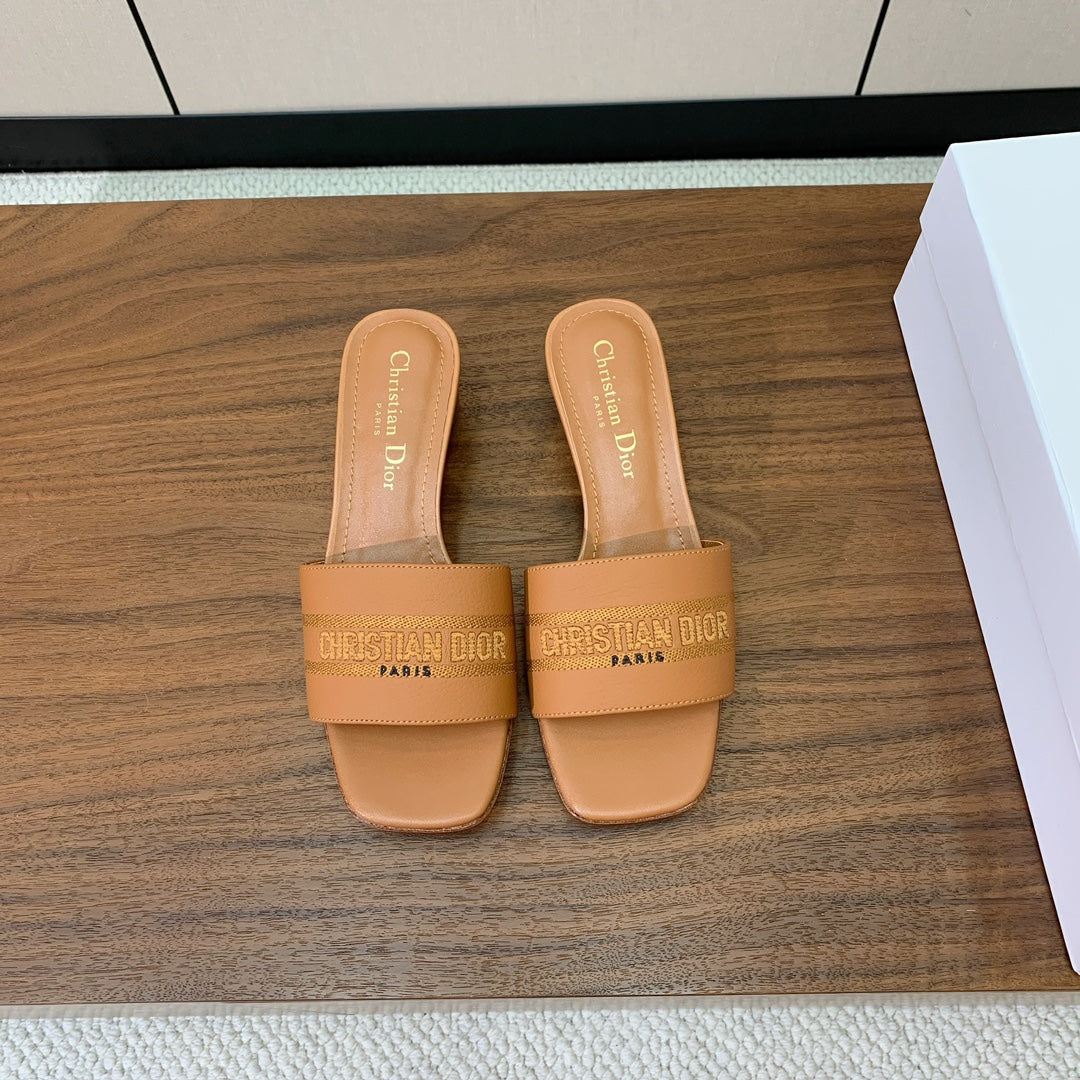 DIOR 25S HIGH-HEEL SANDALS 40 MM IN LIGHT BROWN CALFSKIN - 34