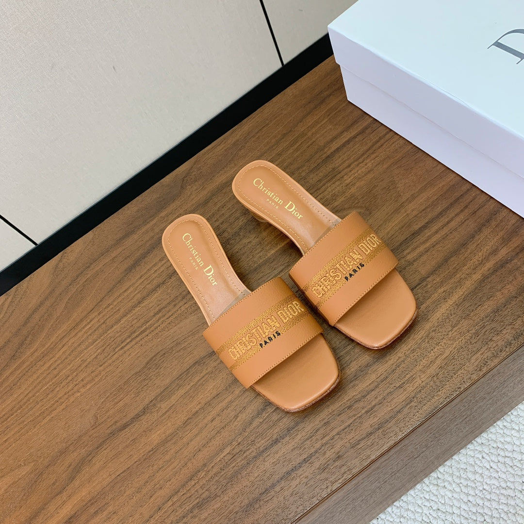 DIOR 25S HIGH-HEEL SANDALS 40 MM IN LIGHT BROWN CALFSKIN - 34