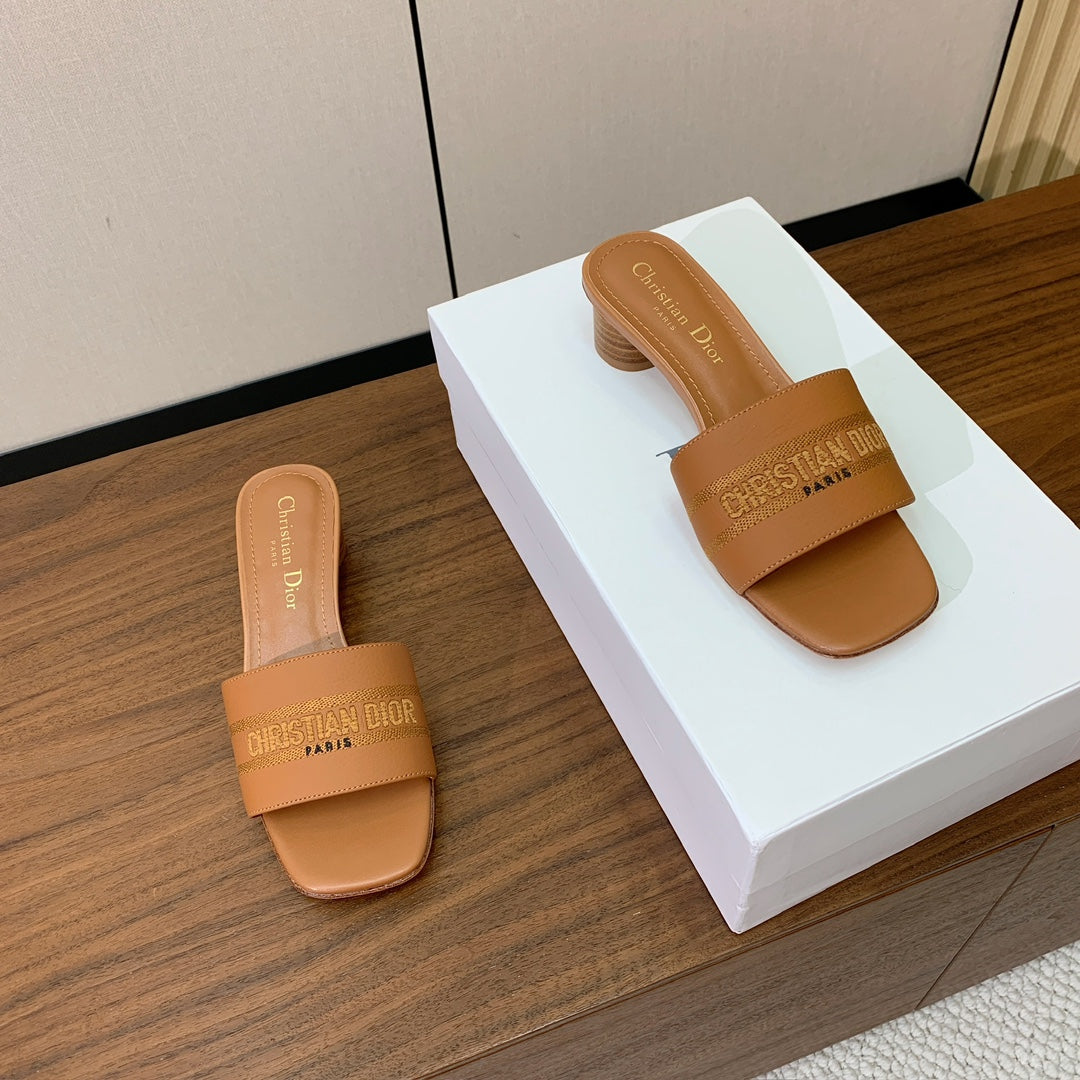 DIOR 25S HIGH-HEEL SANDALS 40 MM IN LIGHT BROWN CALFSKIN - 34