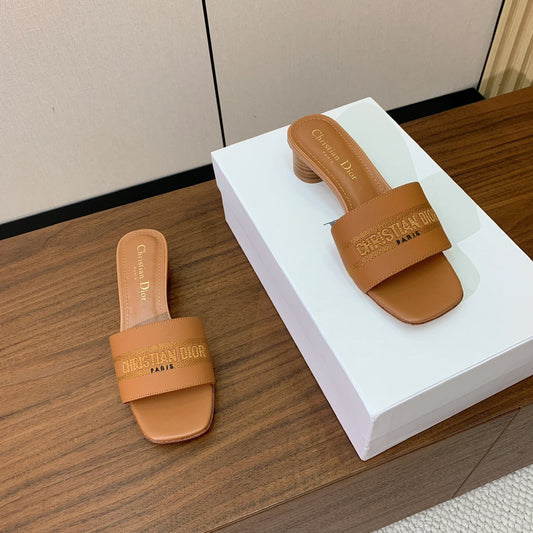 DIOR 25S HIGH-HEEL SANDALS 40 MM IN LIGHT BROWN CALFSKIN - 34