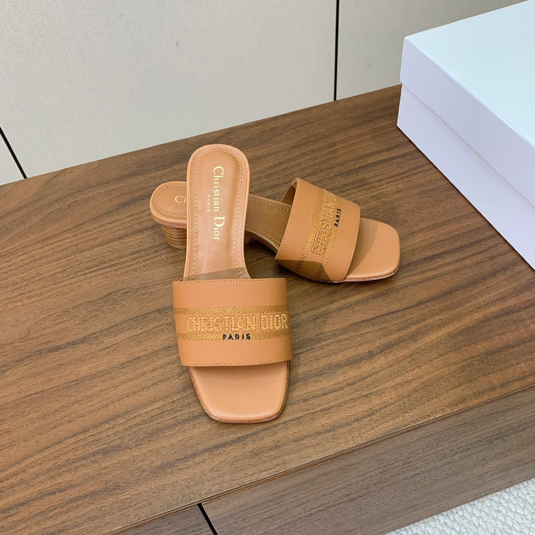 DIOR 25S HIGH-HEEL SANDALS 40 MM IN LIGHT BROWN CALFSKIN - 34