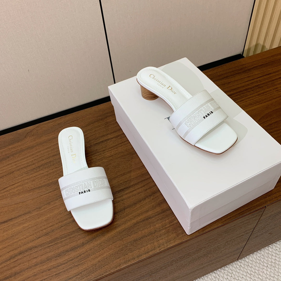 DIOR 25S HIGH-HEEL SANDALS 40 MM IN WHITE CALFSKIN - 34