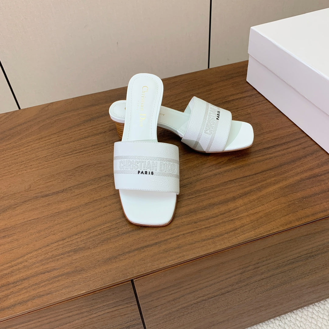 DIOR 25S HIGH-HEEL SANDALS 40 MM IN WHITE CALFSKIN - 34