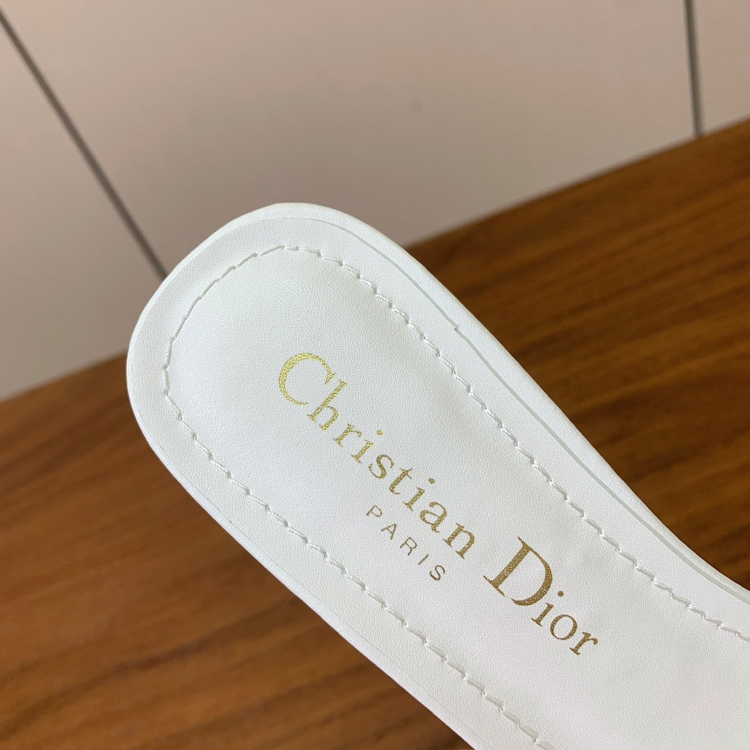 DIOR 25S HIGH-HEEL SANDALS 40 MM IN WHITE CALFSKIN - 34