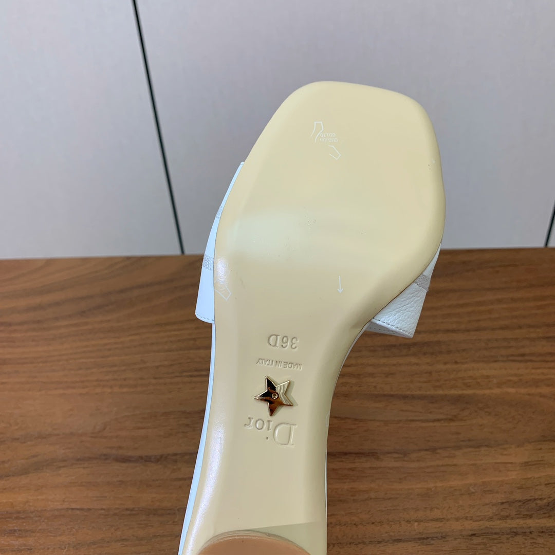 DIOR 25S HIGH-HEEL SANDALS 40 MM IN WHITE CALFSKIN - 34
