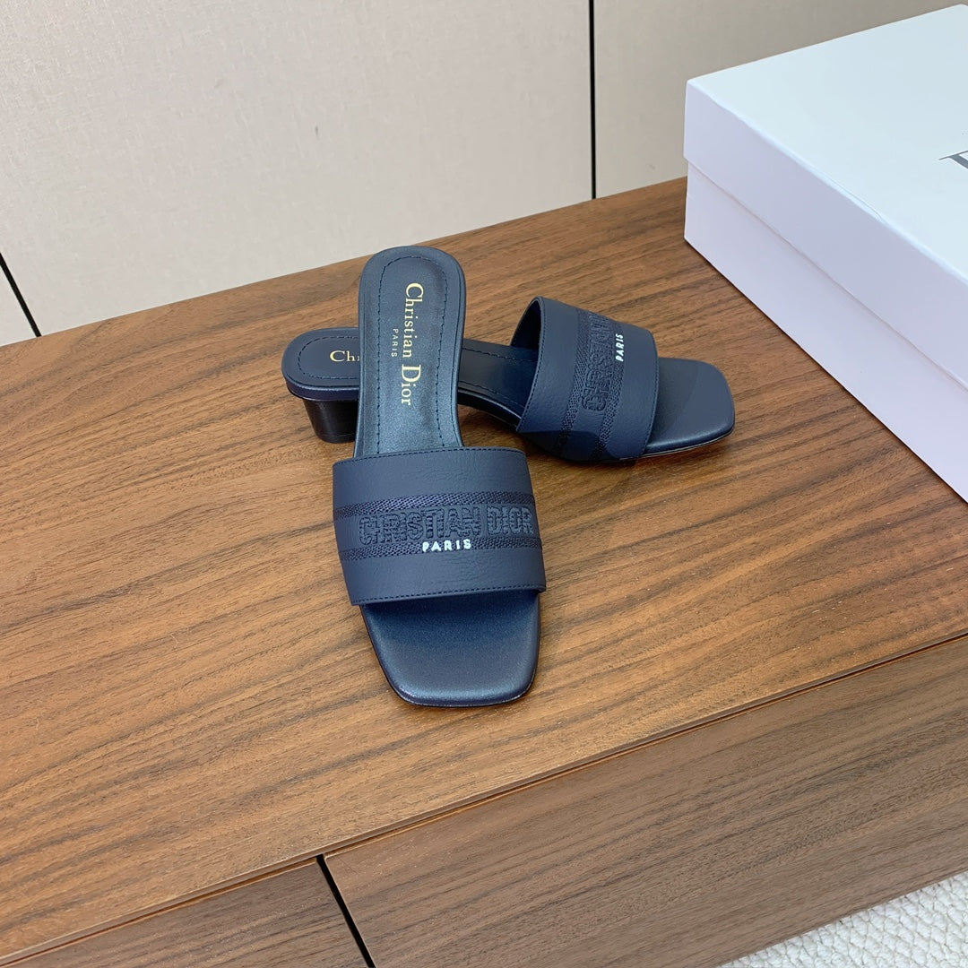 DIOR 25S HIGH-HEEL SANDALS 40 MM IN DEEP NAVY BLUE CALFSKIN - 34