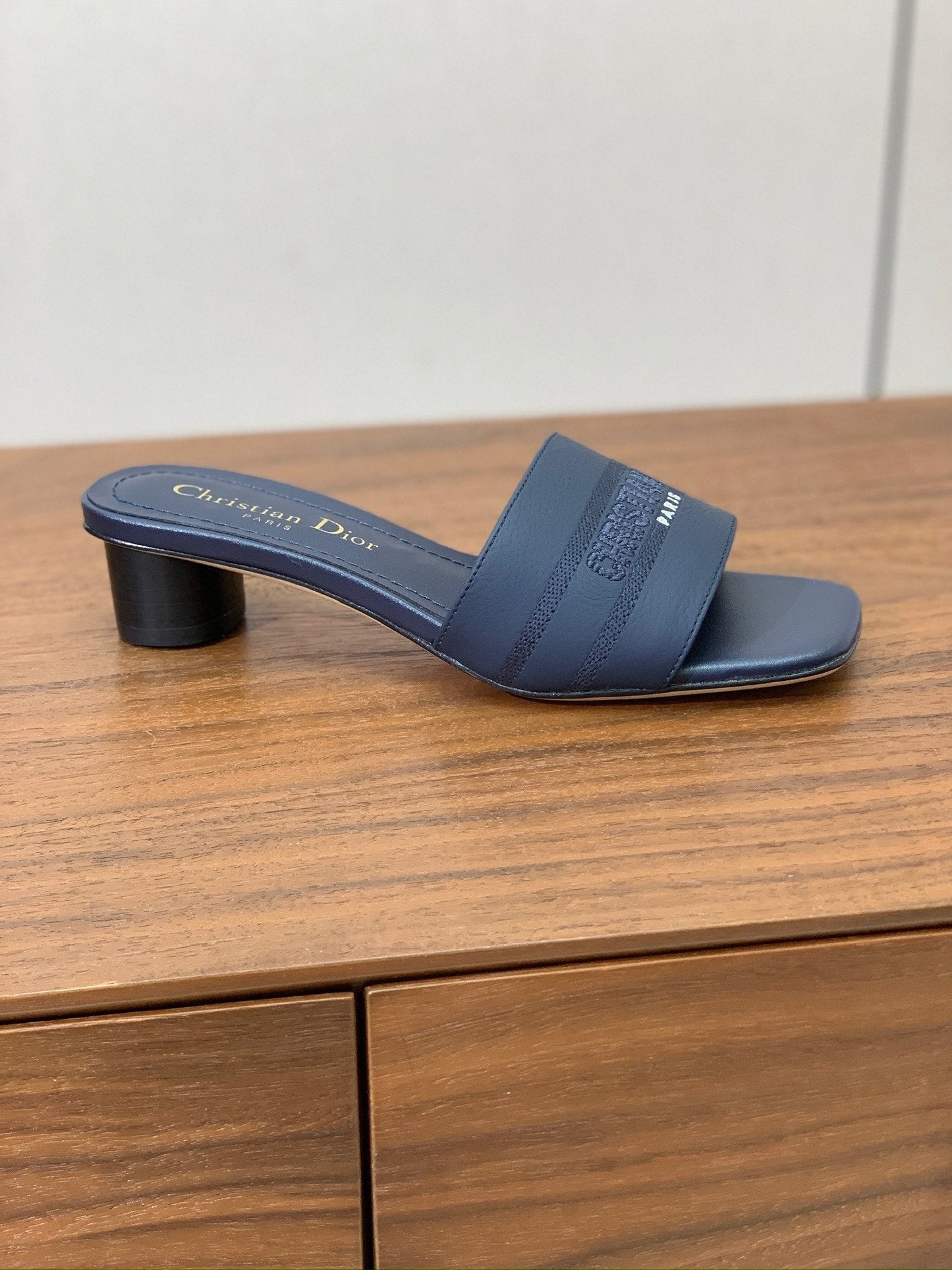 DIOR 25S HIGH-HEEL SANDALS 40 MM IN DEEP NAVY BLUE CALFSKIN - 34