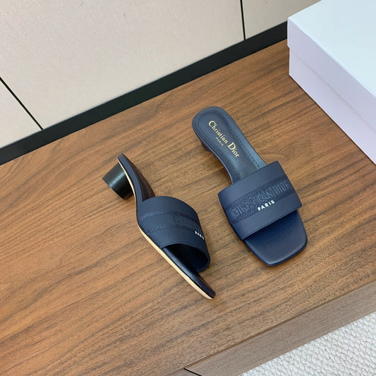 DIOR 25S HIGH-HEEL SANDALS 40 MM IN DEEP NAVY BLUE CALFSKIN - 34