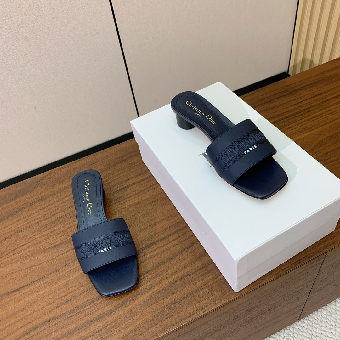 DIOR 25S HIGH-HEEL SANDALS 40 MM IN DEEP NAVY BLUE CALFSKIN - 34