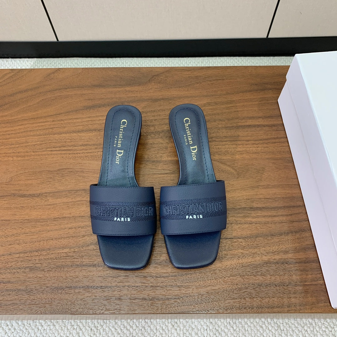 DIOR 25S HIGH-HEEL SANDALS 40 MM IN DEEP NAVY BLUE CALFSKIN - 34