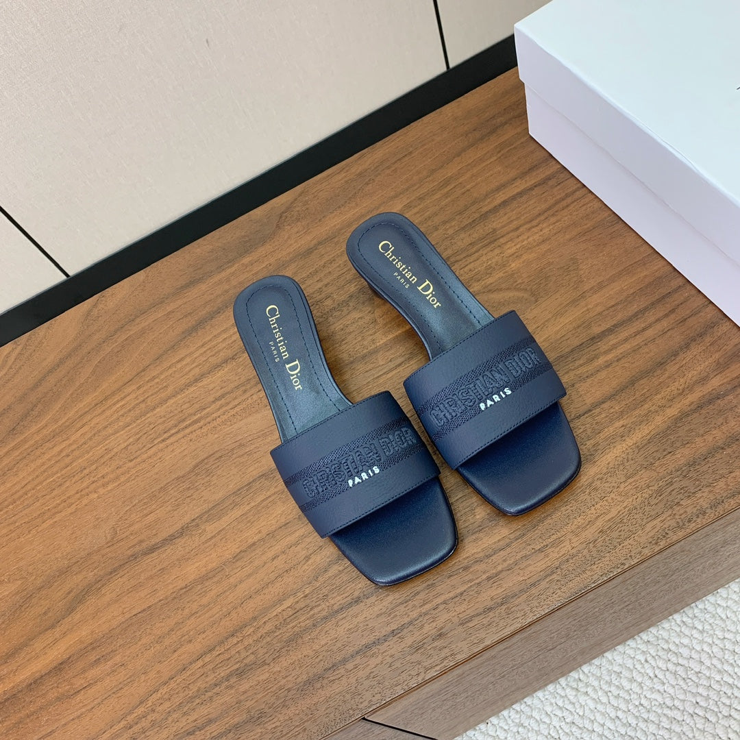 DIOR 25S HIGH-HEEL SANDALS 40 MM IN DEEP NAVY BLUE CALFSKIN - 34