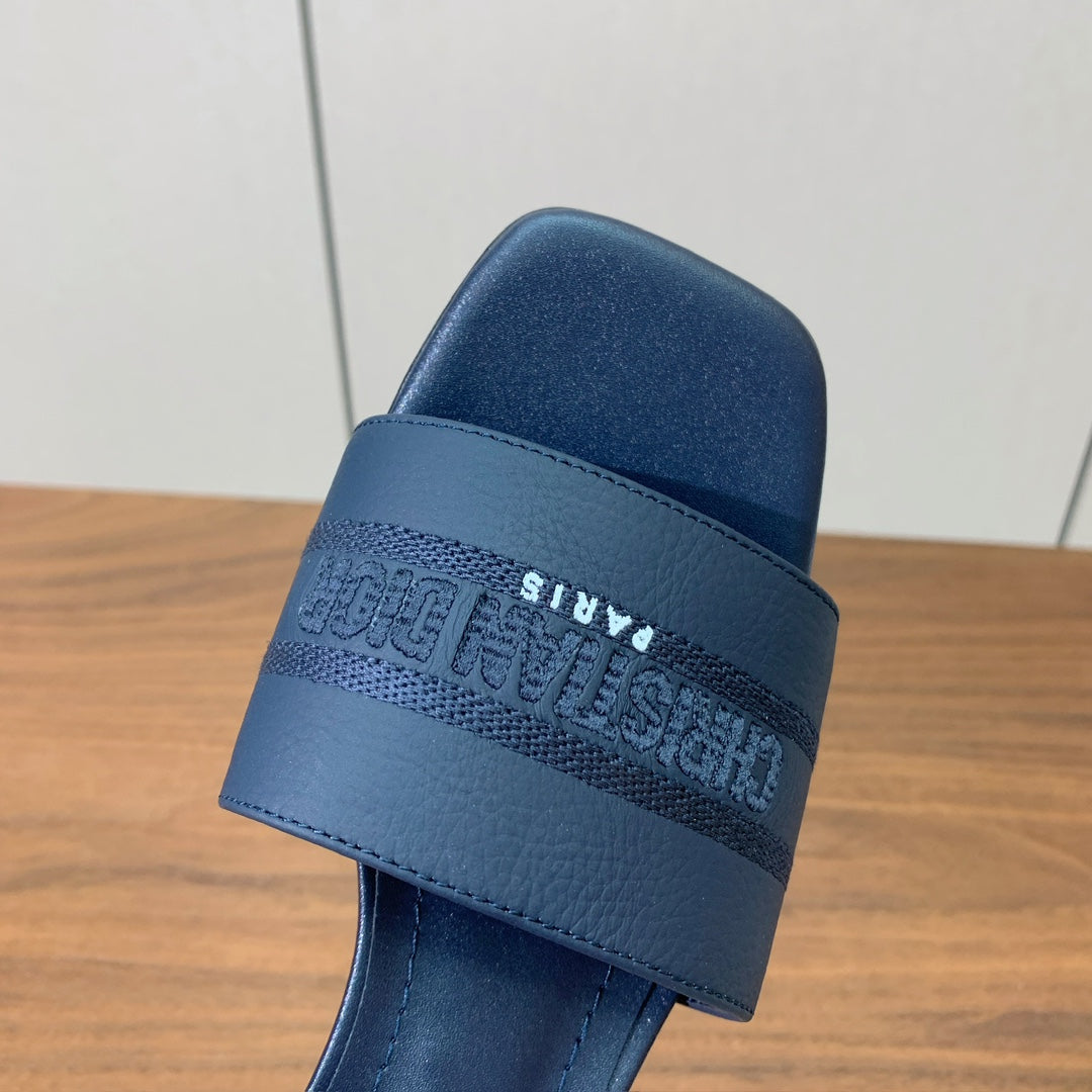 DIOR 25S HIGH-HEEL SANDALS 40 MM IN DEEP NAVY BLUE CALFSKIN - 34