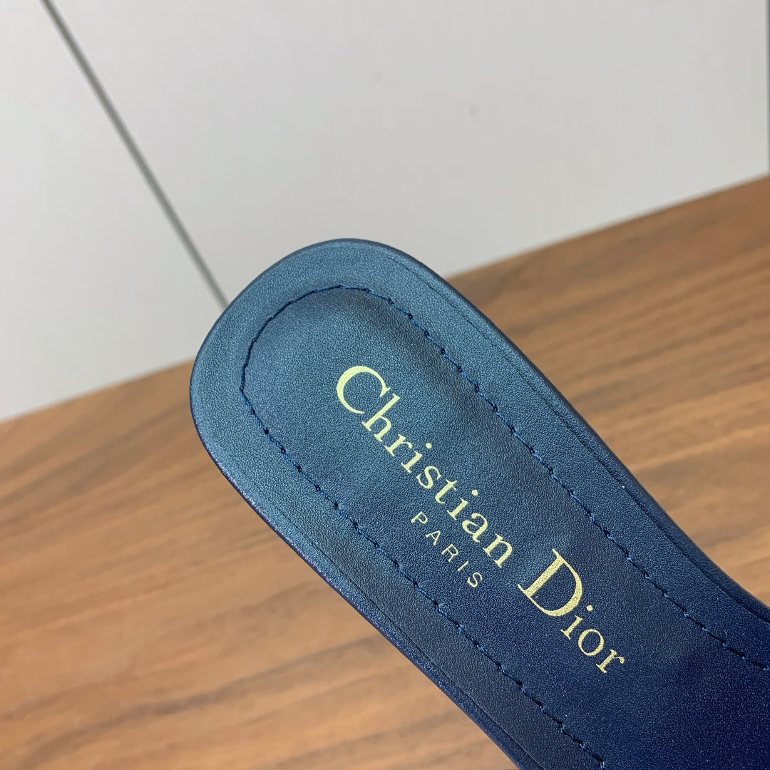 DIOR 25S HIGH-HEEL SANDALS 40 MM IN DEEP NAVY BLUE CALFSKIN - 34