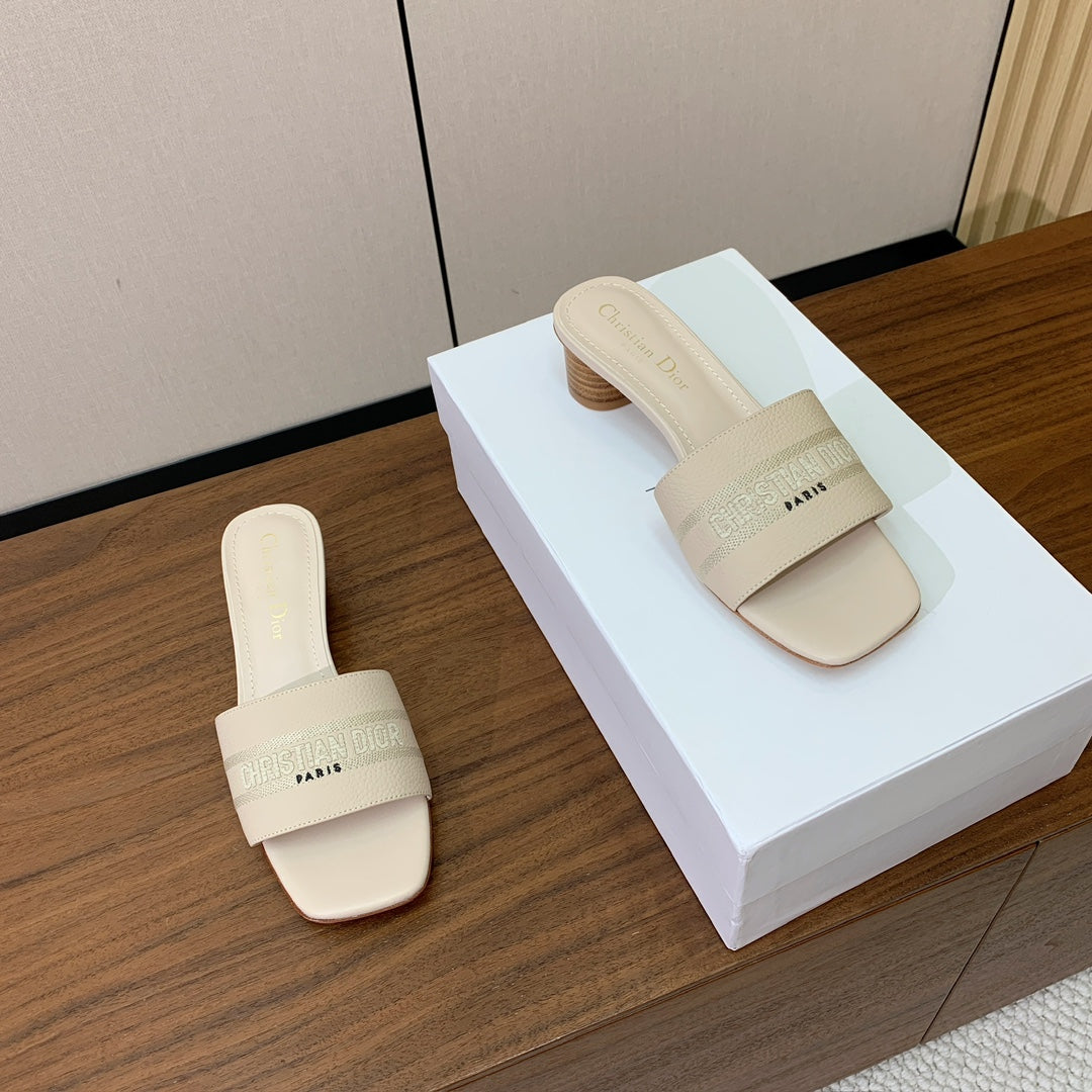 DIOR 25S HIGH-HEEL SANDALS 40 MM IN CREAM WHITE CALFSKIN - 34