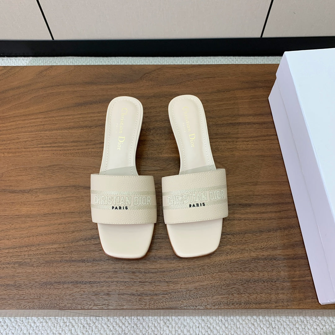 DIOR 25S HIGH-HEEL SANDALS 40 MM IN CREAM WHITE CALFSKIN - 34
