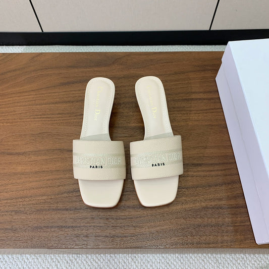 DIOR 25S HIGH-HEEL SANDALS 40 MM IN CREAM WHITE CALFSKIN - 34
