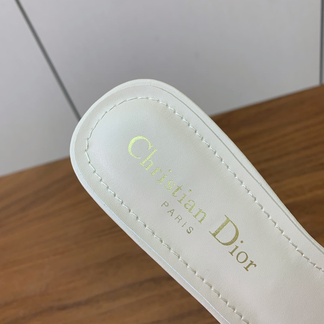 DIOR 25S HIGH-HEEL SANDALS 40 MM IN CREAM WHITE CALFSKIN - 34