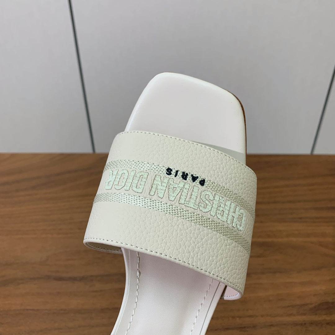 DIOR 25S HIGH-HEEL SANDALS 40 MM IN CREAM WHITE CALFSKIN - 34