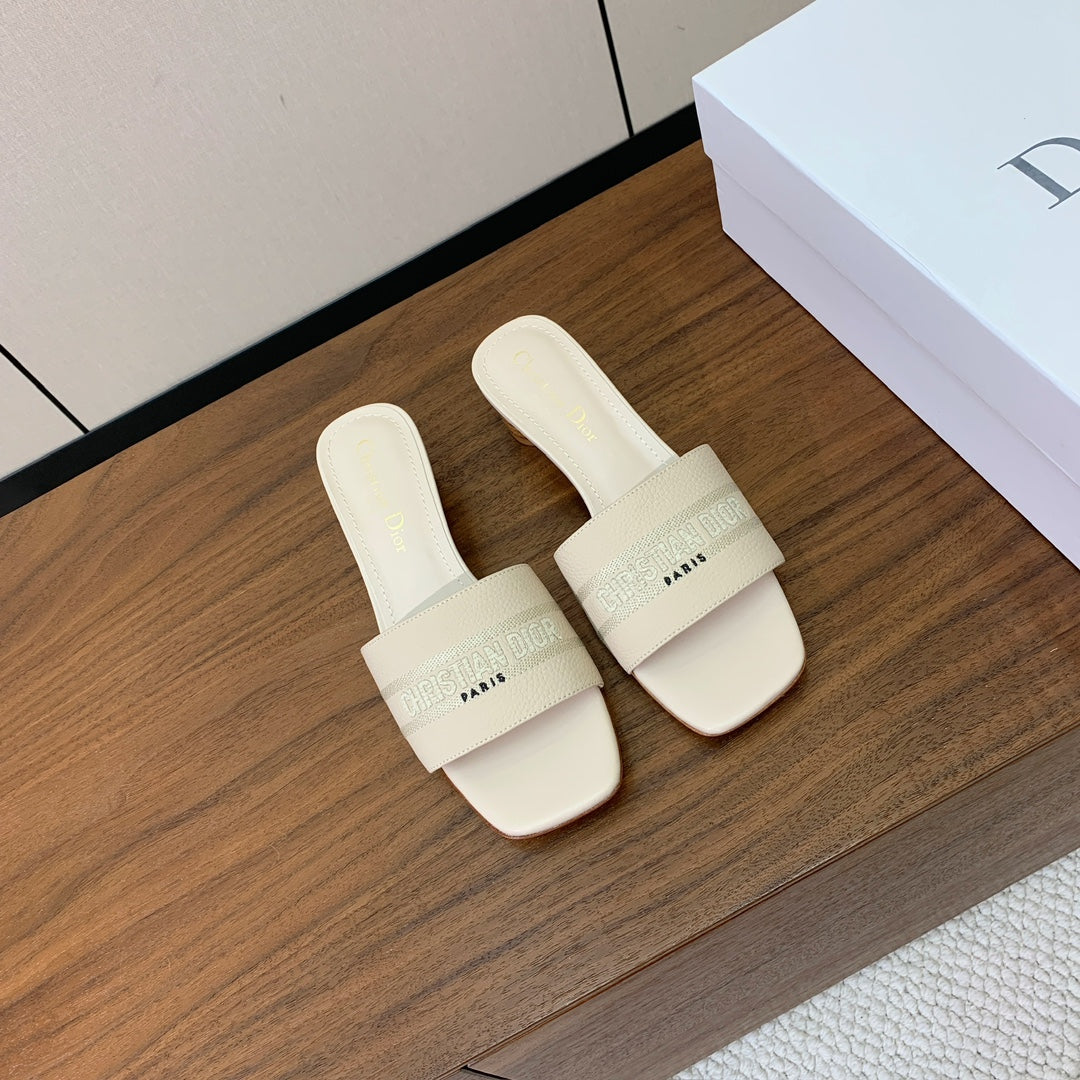 DIOR 25S HIGH-HEEL SANDALS 40 MM IN CREAM WHITE CALFSKIN - 34