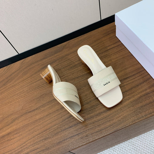 DIOR 25S HIGH-HEEL SANDALS 40 MM IN CREAM WHITE CALFSKIN - 34
