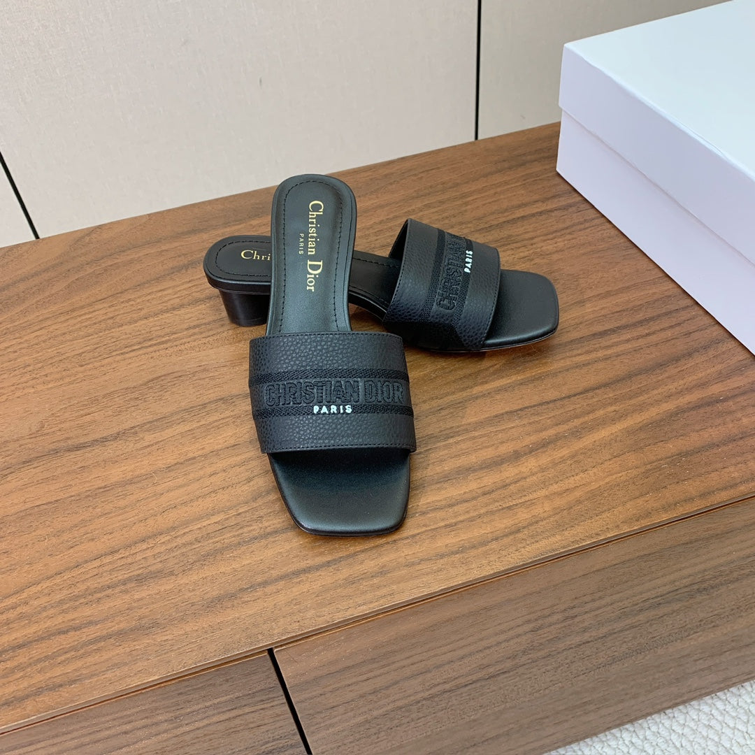 DIOR 25S HIGH-HEEL SANDALS 40 MM IN BLACK CALFSKIN - 34