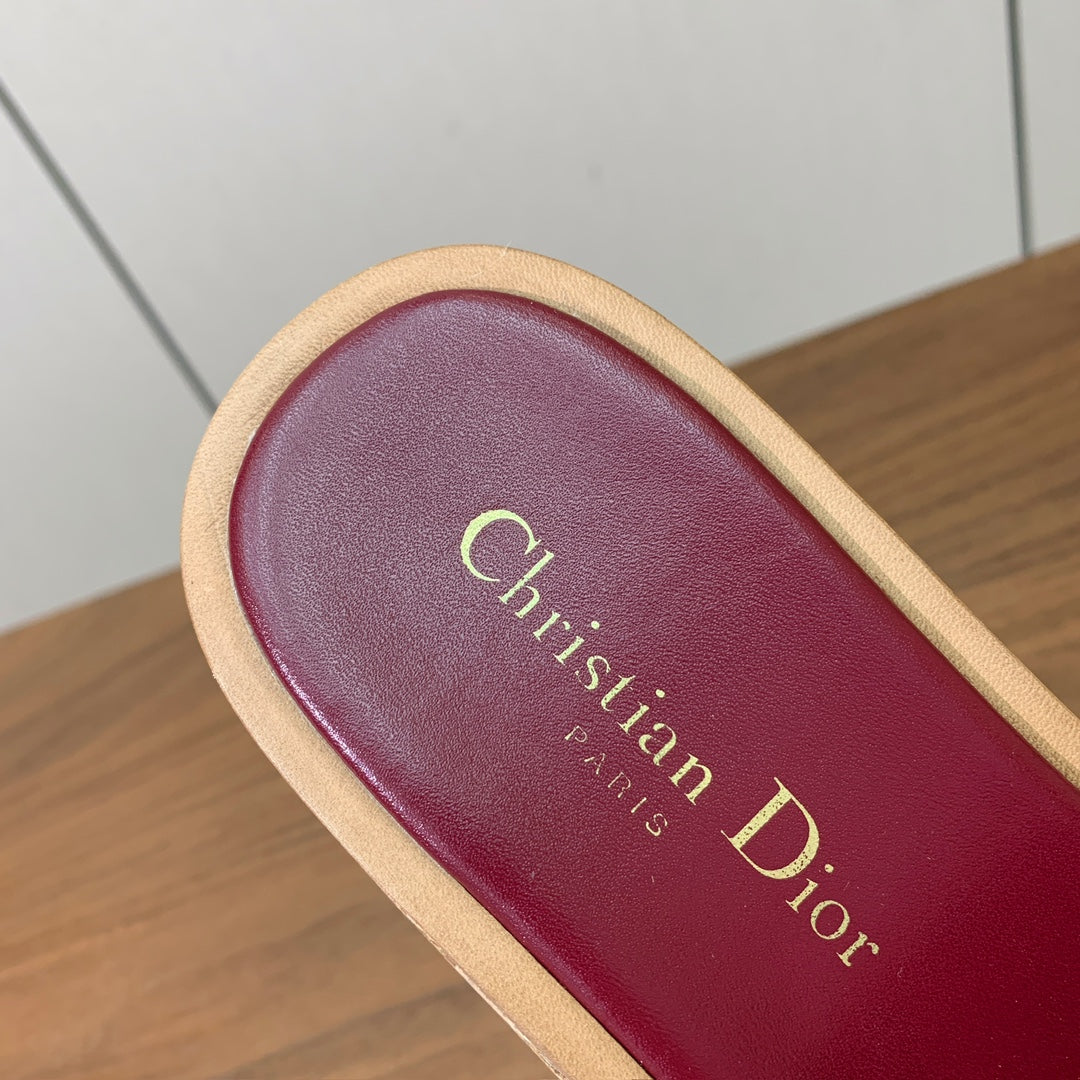 DIOR 25S DWAY WEDGE SLIDE 90 MM IN DARK RED CALFSKIN - 34