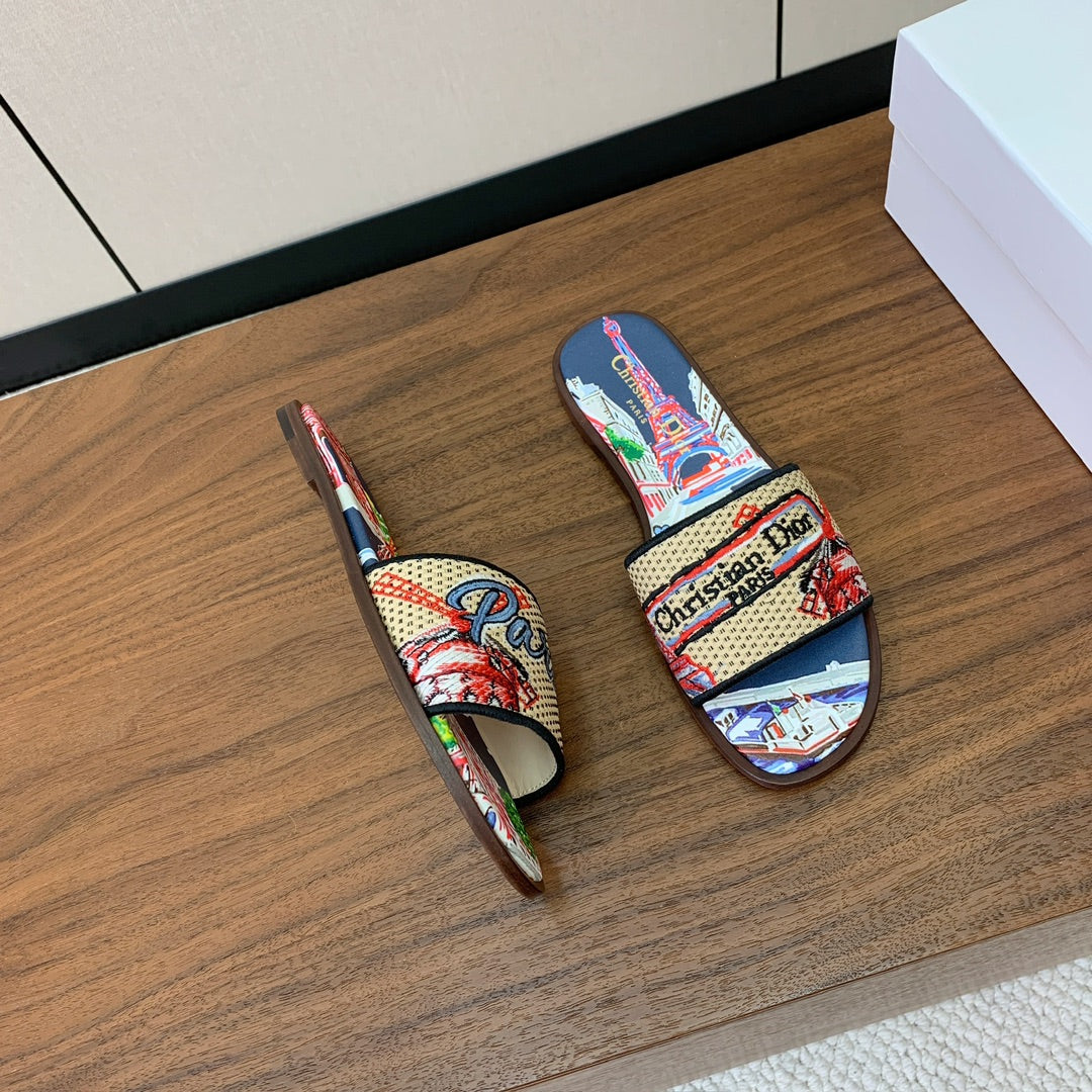 DIOR 25S DWAY SLIDE IN MULTICOLOR CALFSKIN AND FABRIC STYLE 4 - 34