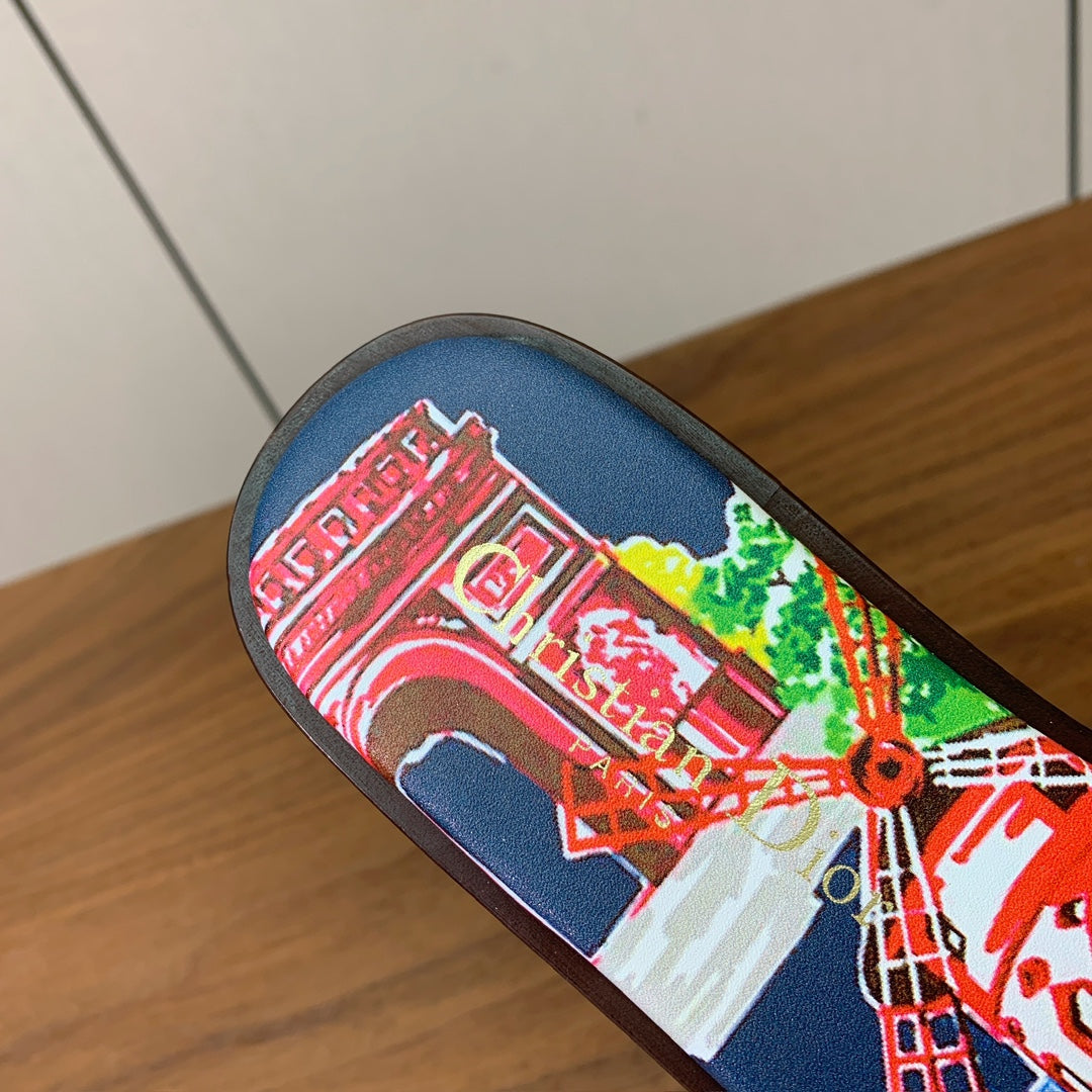 DIOR 25S DWAY SLIDE IN MULTICOLOR CALFSKIN AND FABRIC STYLE 4 - 34