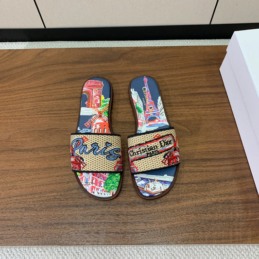 DIOR 25S DWAY SLIDE IN MULTICOLOR CALFSKIN AND FABRIC STYLE 5 - 34