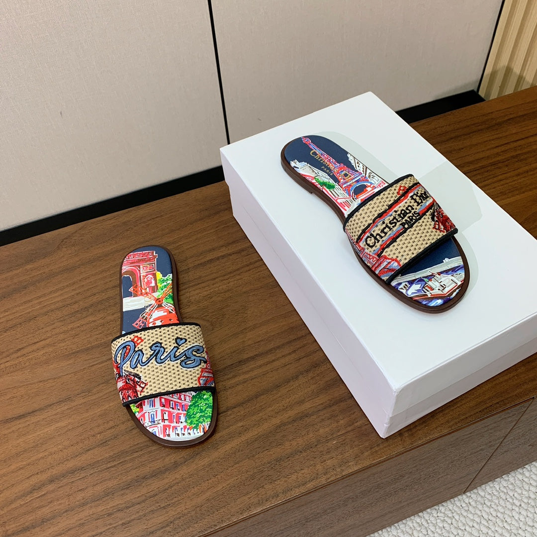 DIOR 25S DWAY SLIDE IN MULTICOLOR CALFSKIN AND FABRIC STYLE 4 - 34
