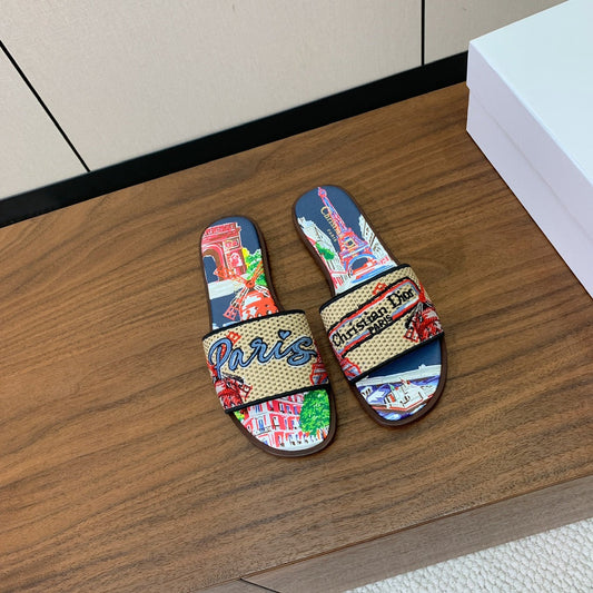 DIOR 25S DWAY SLIDE IN MULTICOLOR CALFSKIN AND FABRIC STYLE 4 - 34
