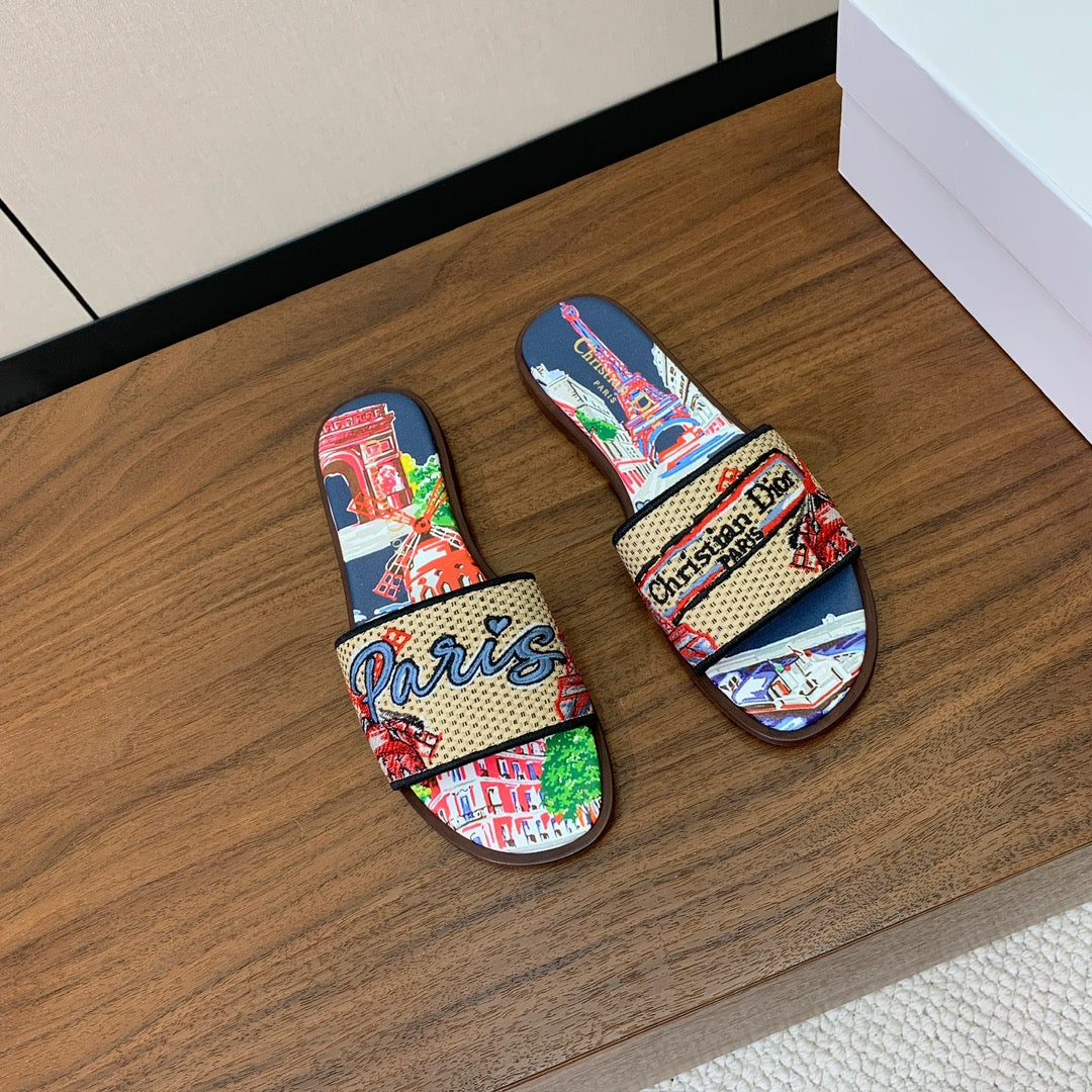 DIOR 25S DWAY SLIDE IN MULTICOLOR CALFSKIN AND FABRIC STYLE 4 - 34