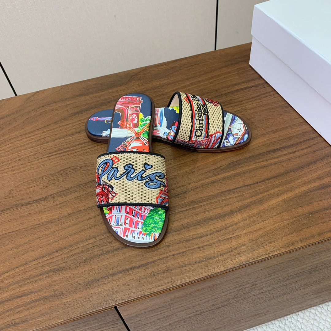 DIOR 25S DWAY SLIDE IN MULTICOLOR CALFSKIN AND FABRIC STYLE 4 - 34