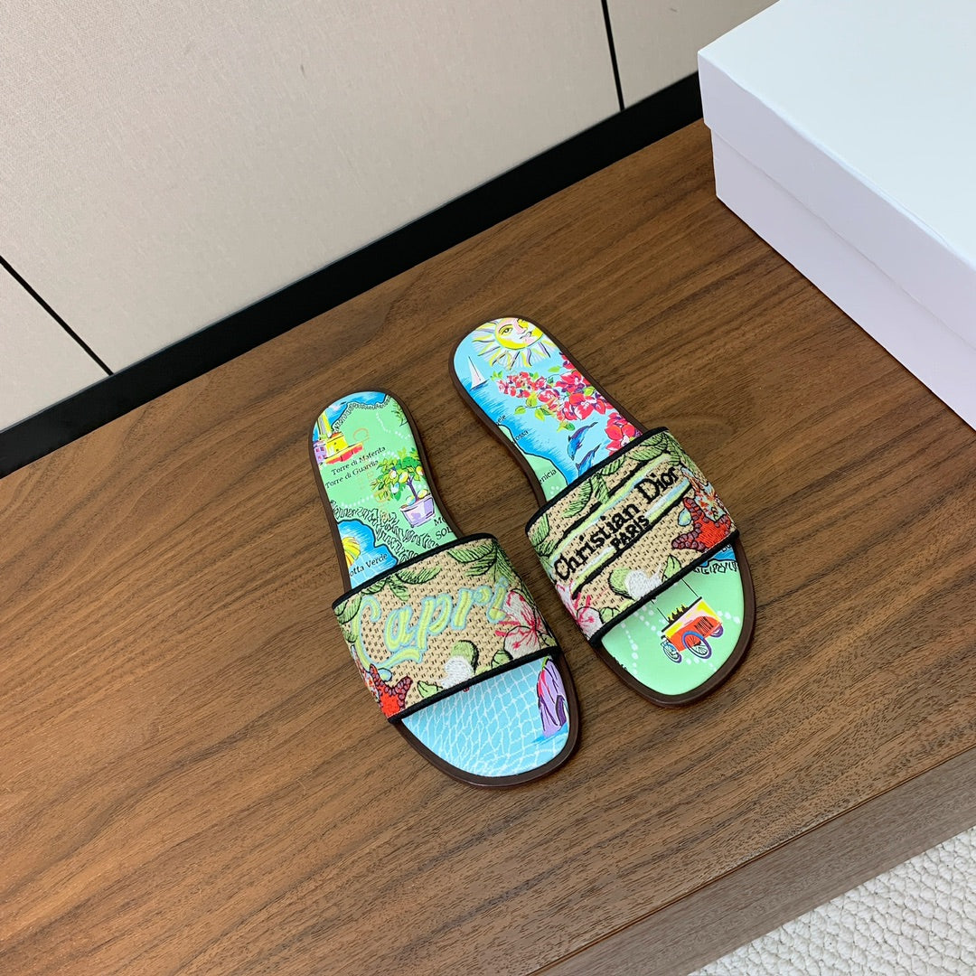 DIOR 25S DWAY SLIDE IN MULTICOLOR CALFSKIN AND FABRIC STYLE 3 - 34