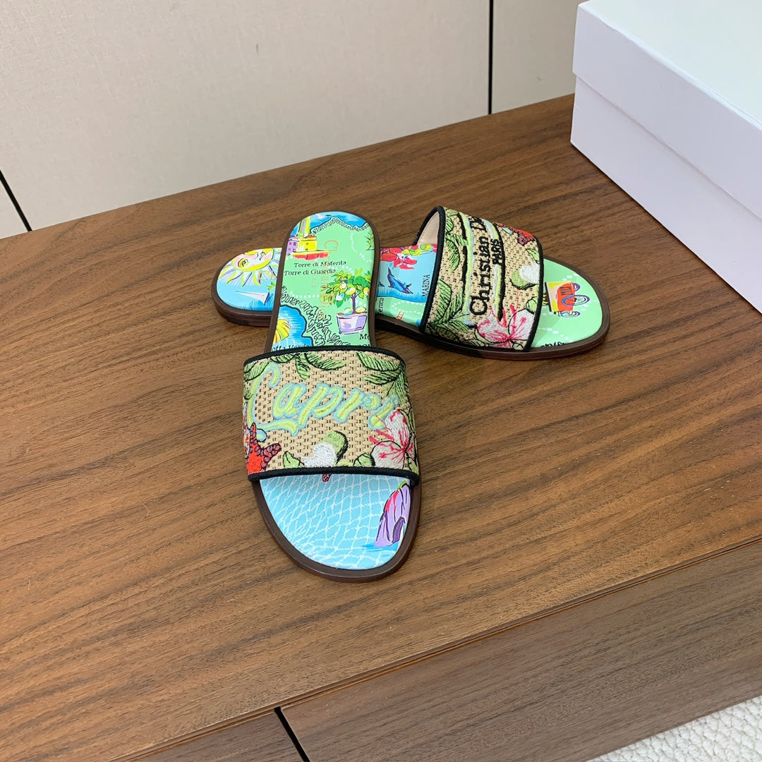 DIOR 25S DWAY SLIDE IN MULTICOLOR CALFSKIN AND FABRIC STYLE 3 - 34