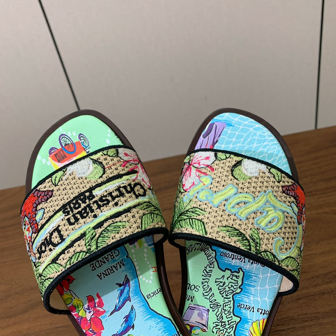 DIOR 25S DWAY SLIDE IN MULTICOLOR CALFSKIN AND FABRIC STYLE 3 - 34