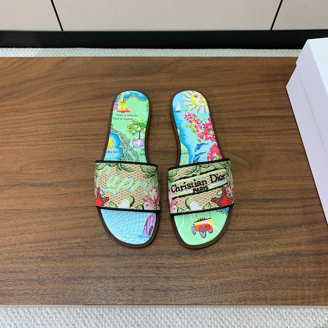 DIOR 25S DWAY SLIDE IN MULTICOLOR CALFSKIN AND FABRIC STYLE 3 - 34