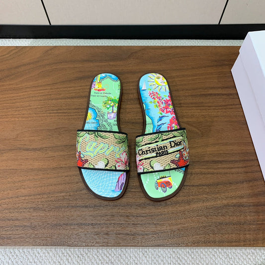 DIOR 25S DWAY SLIDE IN MULTICOLOR CALFSKIN AND FABRIC STYLE 3 - 34