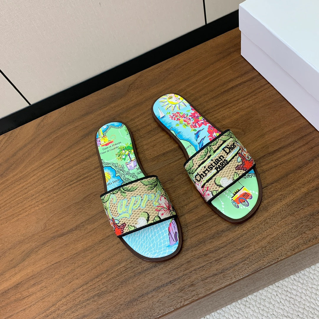 DIOR 25S DWAY SLIDE IN MULTICOLOR CALFSKIN AND FABRIC STYLE 3 - 34